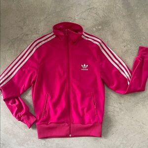 Adidas Fuchsia Track Jacket with grey Stripes